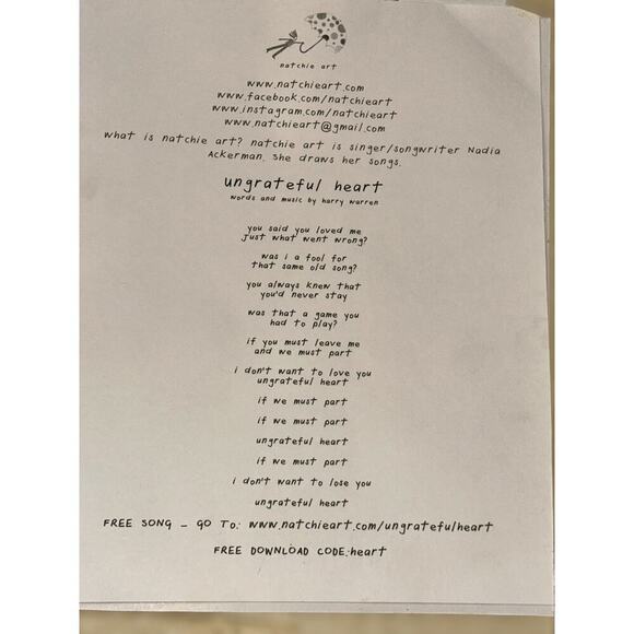 Natchie mat and framed print  “ungrateful heart” 10.5” wide x 12.25” high - Picture 2 of 7